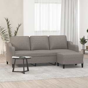 3místná pohovka s podnožkou taupe 180 cm textil - obrázek 1