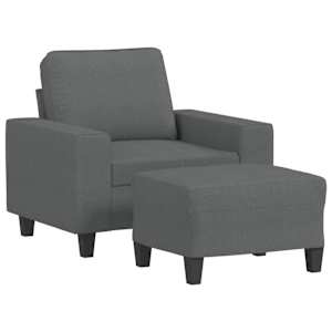 Křeslo s podnožkou tmavě šedé 60 cm textil - obrázek 2
