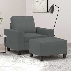 Křeslo s podnožkou tmavě šedé 60 cm textil