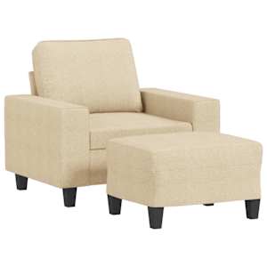 Křeslo s podnožkou krémové 60 cm textil - obrázek 2