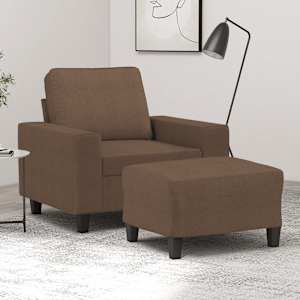 Křeslo s podnožkou hnědé 60 cm textil - obrázek 1