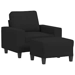 Křeslo s podnožkou černé 60 cm textil - obrázek 2