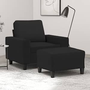 Křeslo s podnožkou černé 60 cm textil - obrázek 1
