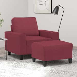 Křeslo s podnožkou vínové 60 cm textil - obrázek 1