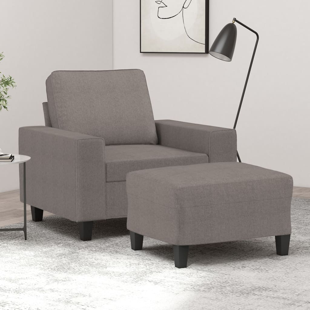 vidaXL Sessel mit Hocker Taupe 60 cm Stoff