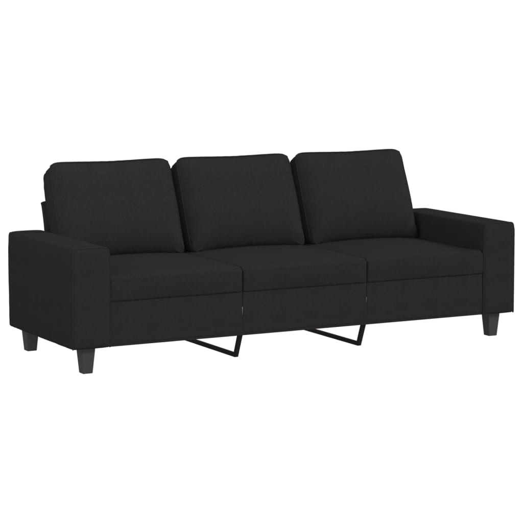 vidaXL 3-Sitzer-Sofa mit Hocker Schwarz 180 cm Stoff