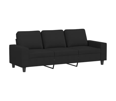 vidaXL 3-Sitzer-Sofa mit Hocker Schwarz 180 cm Stoff