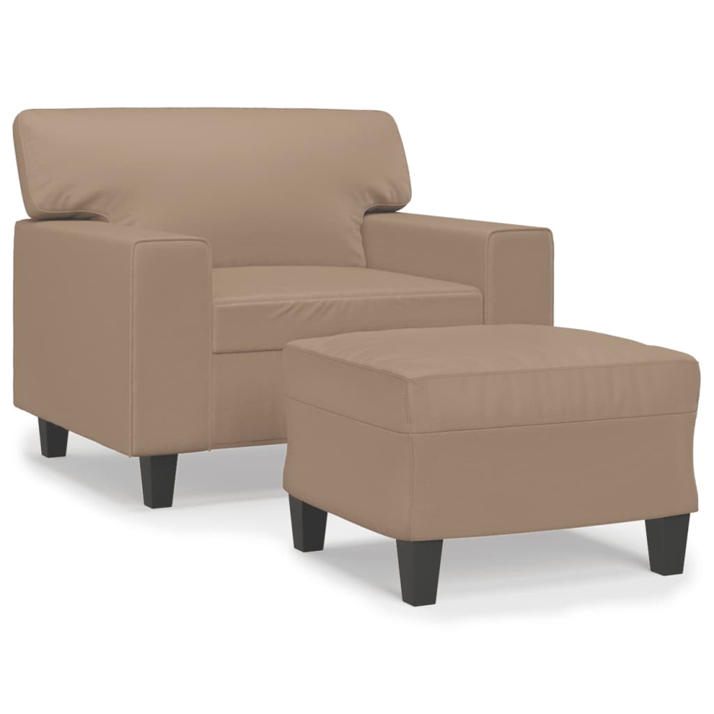 vidaXL Křeslo s podnožkou cappuccino 60 cm umělá kůže