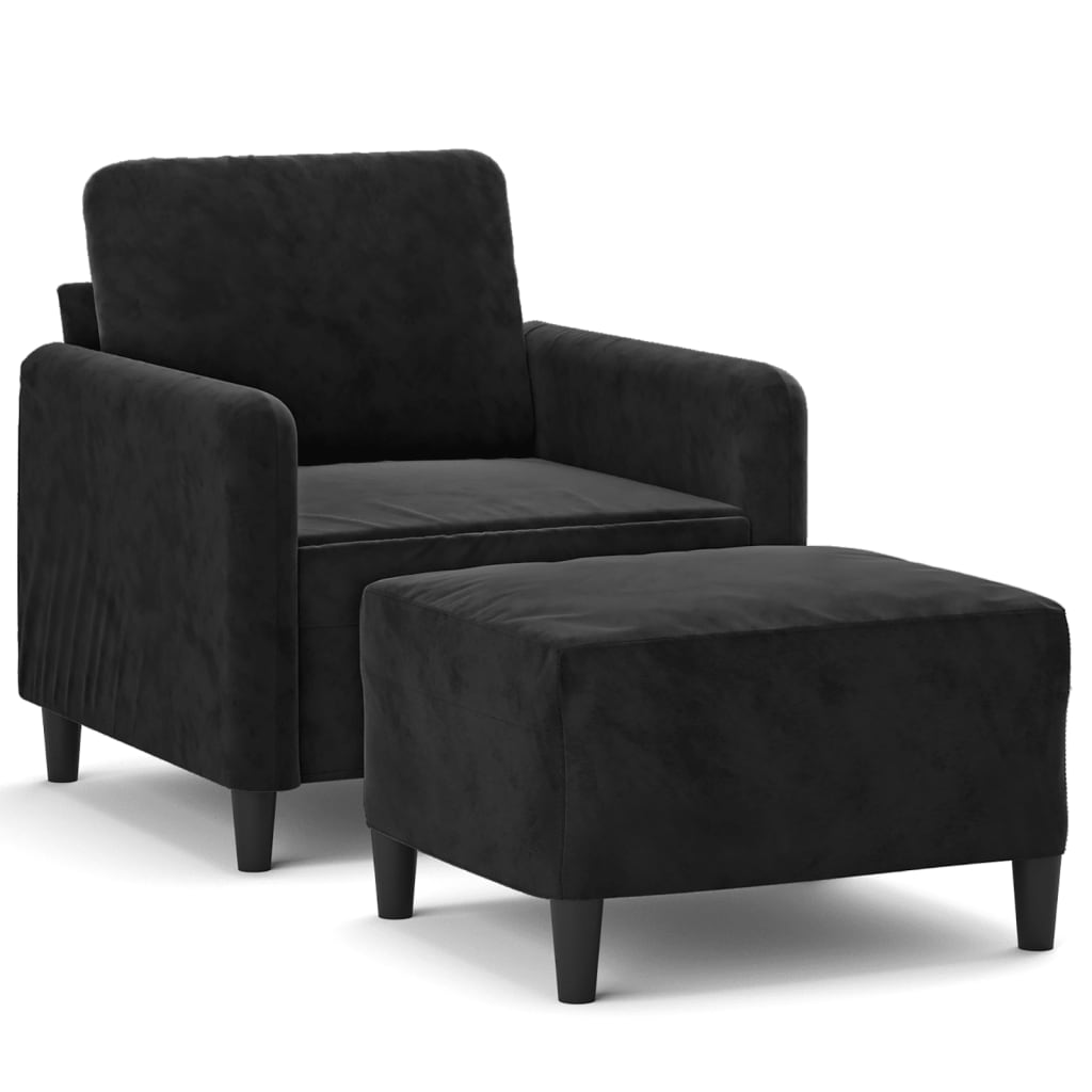 vidaXL Křeslo s podnožkou černé 60 cm samet