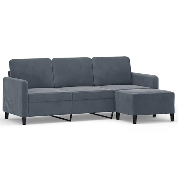 vidaXL 3-kohaline diivan jalapingiga, tumehall, 180 cm, samet