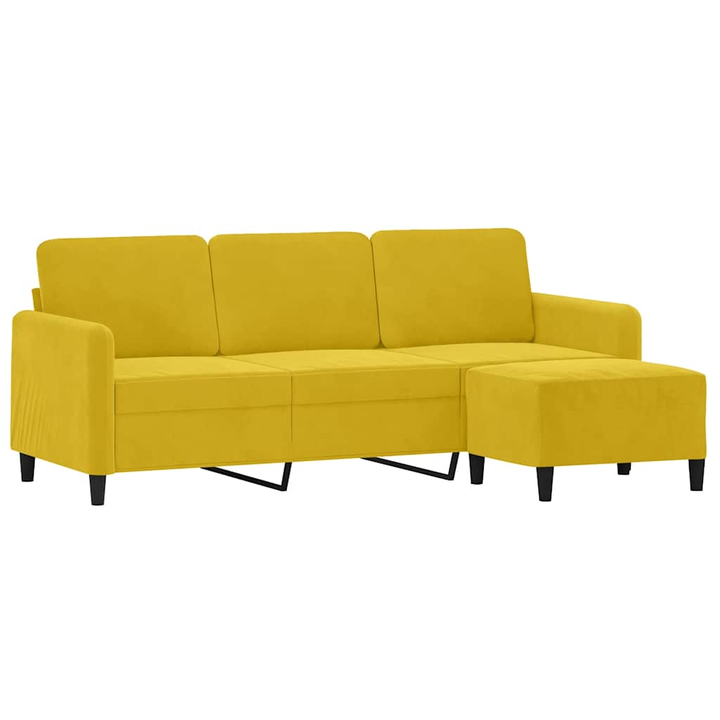 Thumbnail - vidaXL 3-Sitzer-Sofa mit Hocker Gelb 180 cm Samt