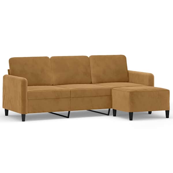 vidaXL 3-kohaline diivan jalapingiga, pruun, 180 cm, samet