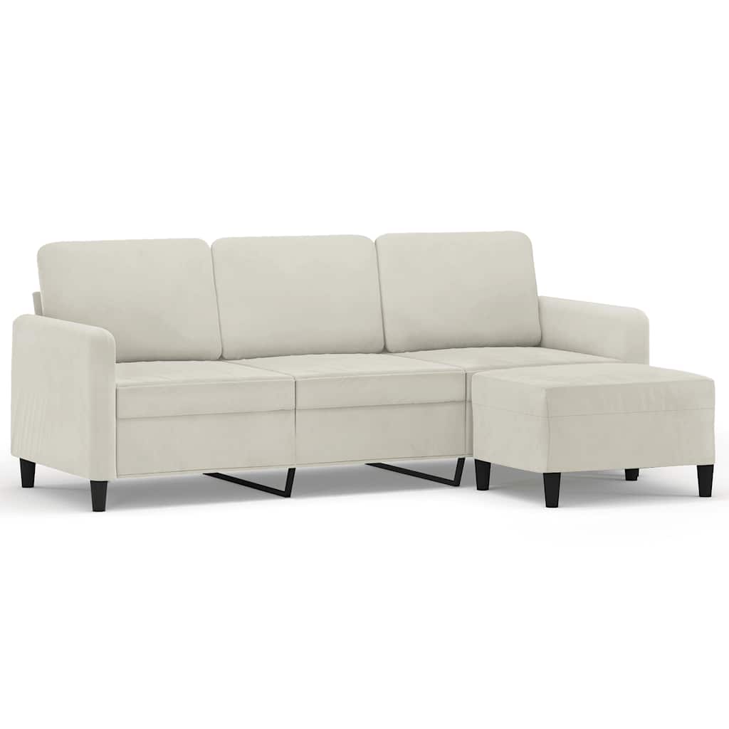 Thumbnail - vidaXL 3-Sitzer-Sofa mit Hocker Creme 180 cm Samt