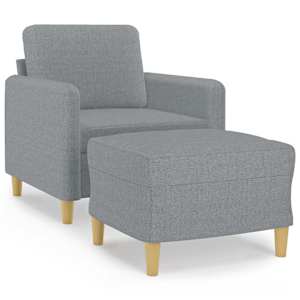 Křeslo s podnožkou světle šedé 60 cm textil - obrázek 2