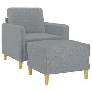 Křeslo s podnožkou světle šedé 60 cm textil - obrázek 3