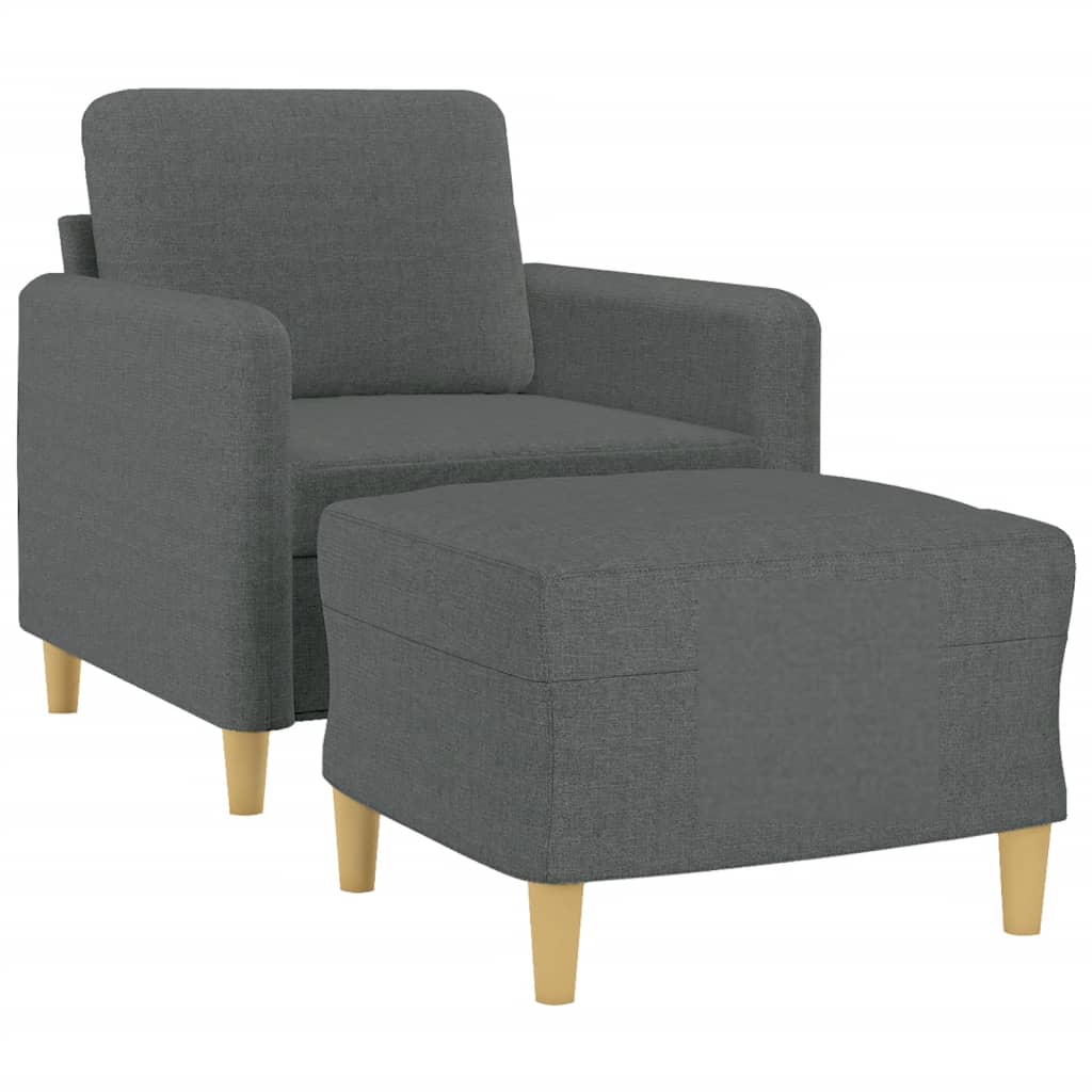 vidaXL Fauteuil met voetenbank 60 cm stof donkergrijs afbeelding