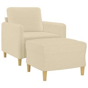 Křeslo s podnožkou krémové 60 cm textil - obrázek 3