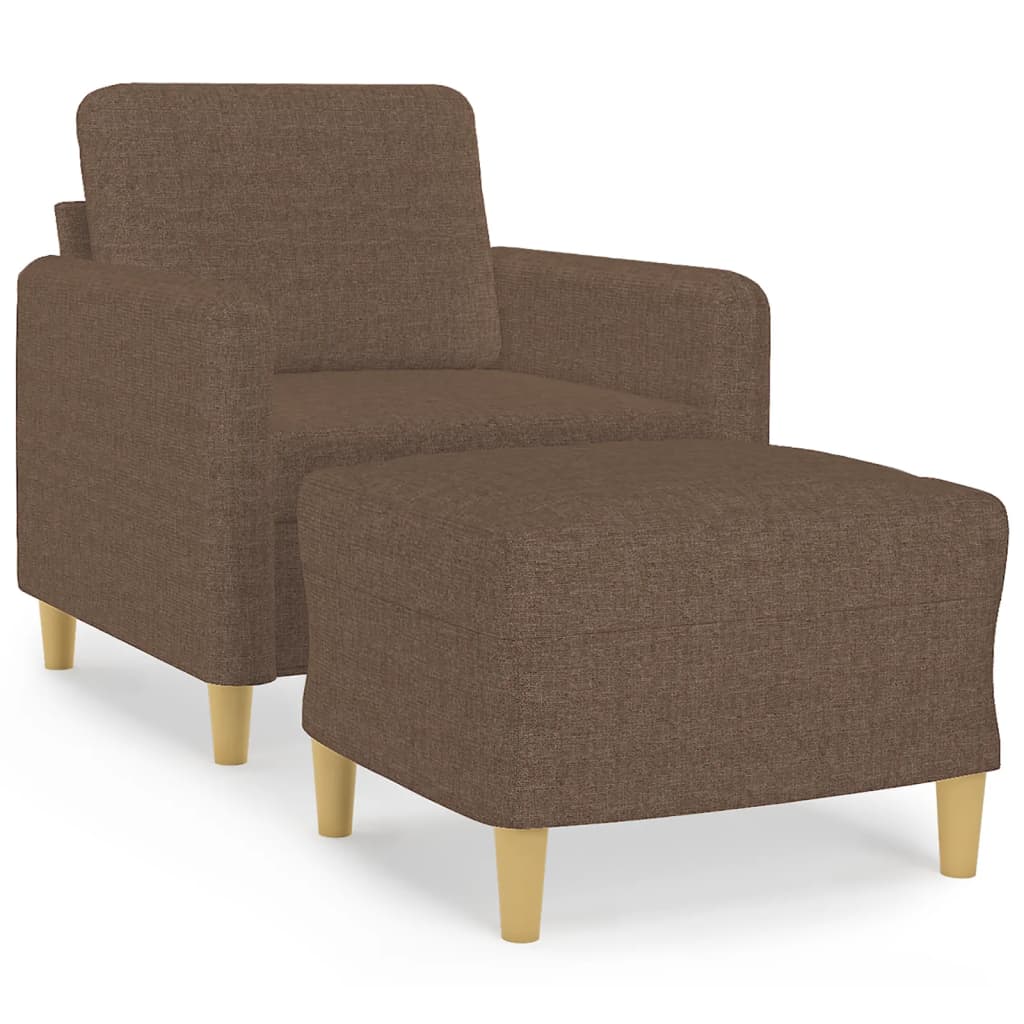Thumbnail - vidaXL Sessel mit Hocker Braun 60 cm Stoff