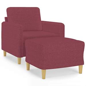 Křeslo s podnožkou vínové 60 cm textil - obrázek 2