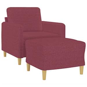 Křeslo s podnožkou vínové 60 cm textil - obrázek 3