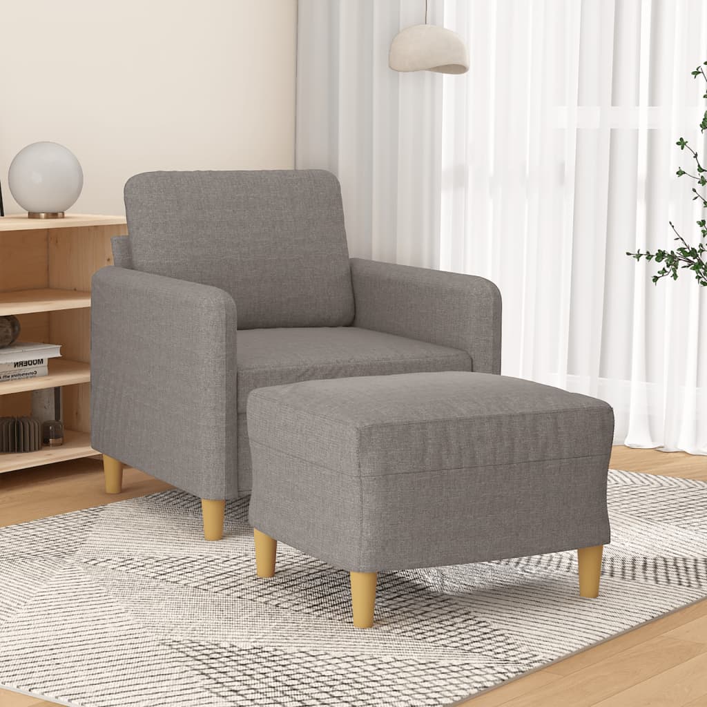 vidaXL Sessel mit Hocker Taupe 60 cm Stoff