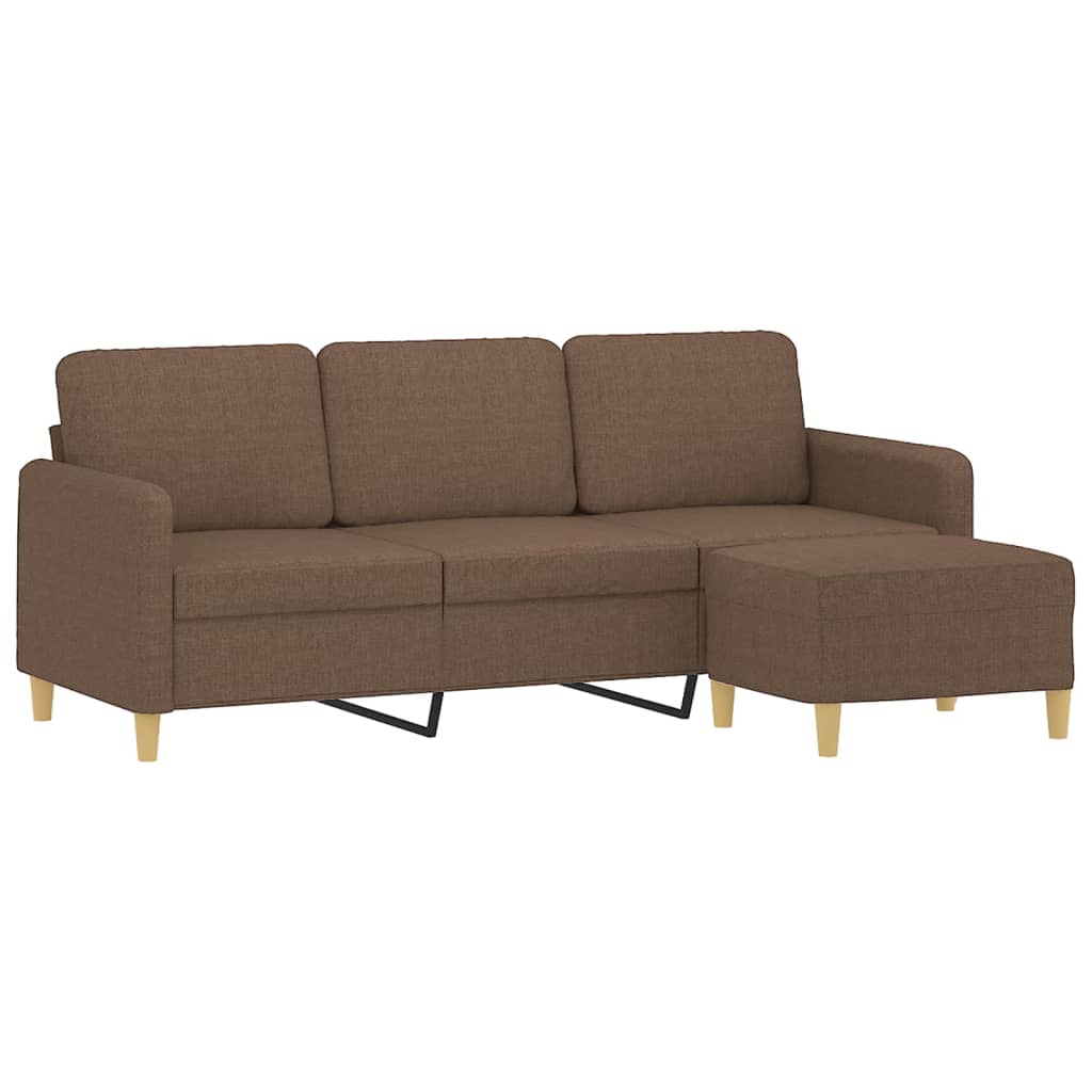 vidaXL Driezitsbank met voetenbank 180 cm stof bruin