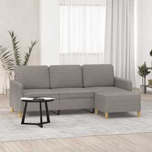 3místná pohovka s podnožkou taupe 180 cm textil - obrázek 1