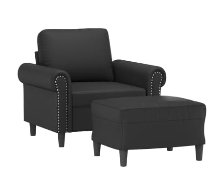 vidaXL Fauteuil avec repose-pied Noir 60 cm Similicuir