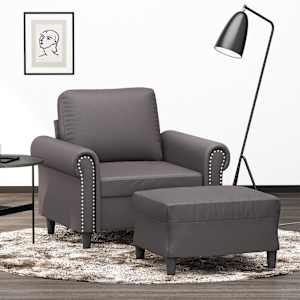Křeslo s podnožkou šedé 60 cm umělá kůže - obrázek 1