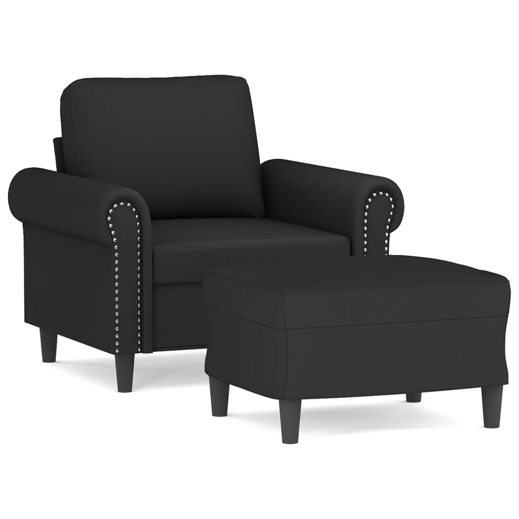 vidaXL Křeslo s podnožkou černé 60 cm samet