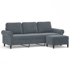 vidaXL 3-kohaline diivan jalapingiga, tumehall, 180 cm, samet