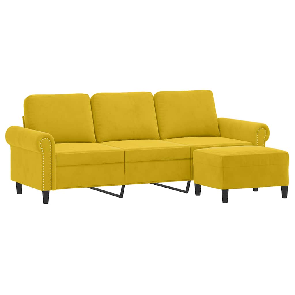 Thumbnail - vidaXL 3-Sitzer-Sofa mit Hocker Gelb 180 cm Samt