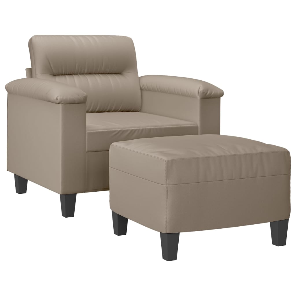 vidaXL Fauteuil met voetenbank 60 cm microvezelstof taupe afbeelding