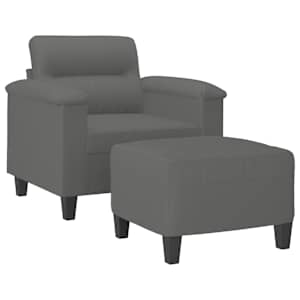 Křeslo s podnožkou tmavě šedé 60 cm tkanina z mikrovlákna - obrázek 3