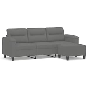 vidaXL 3-kohaline diivan jalapingiga, tumehall, 180 cm, mikrofiiber
