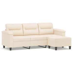 vidaXL 3-kohaline diivan jalapingiga, beež, 180 cm, mikrofiiber