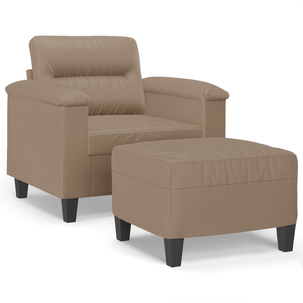 vidaXL Křeslo s podnožkou cappuccino 60 cm umělá kůže