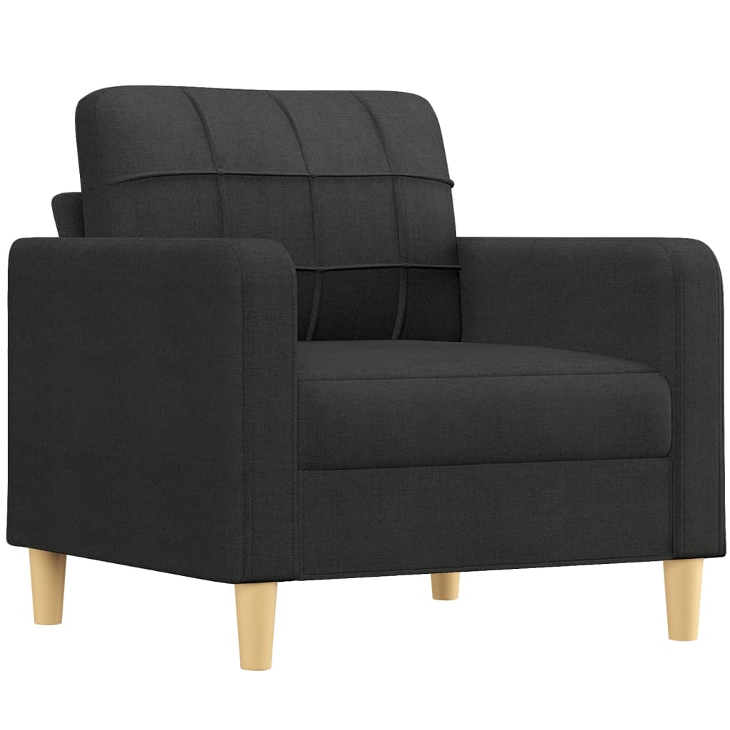 vidaXL 3-delige Loungeset met kussens stof zwart afbeelding