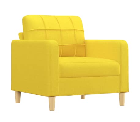 vidaXL 3 pcs conjunto de sof&aacute;s com almofadas tecido amarelo-claro