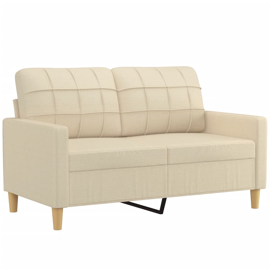 vidaXL 3-delige Loungeset met kussens stof crèmekleurig afbeelding