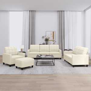 Sedežna garnitura 4-delna z blazinami krem umetno usnje