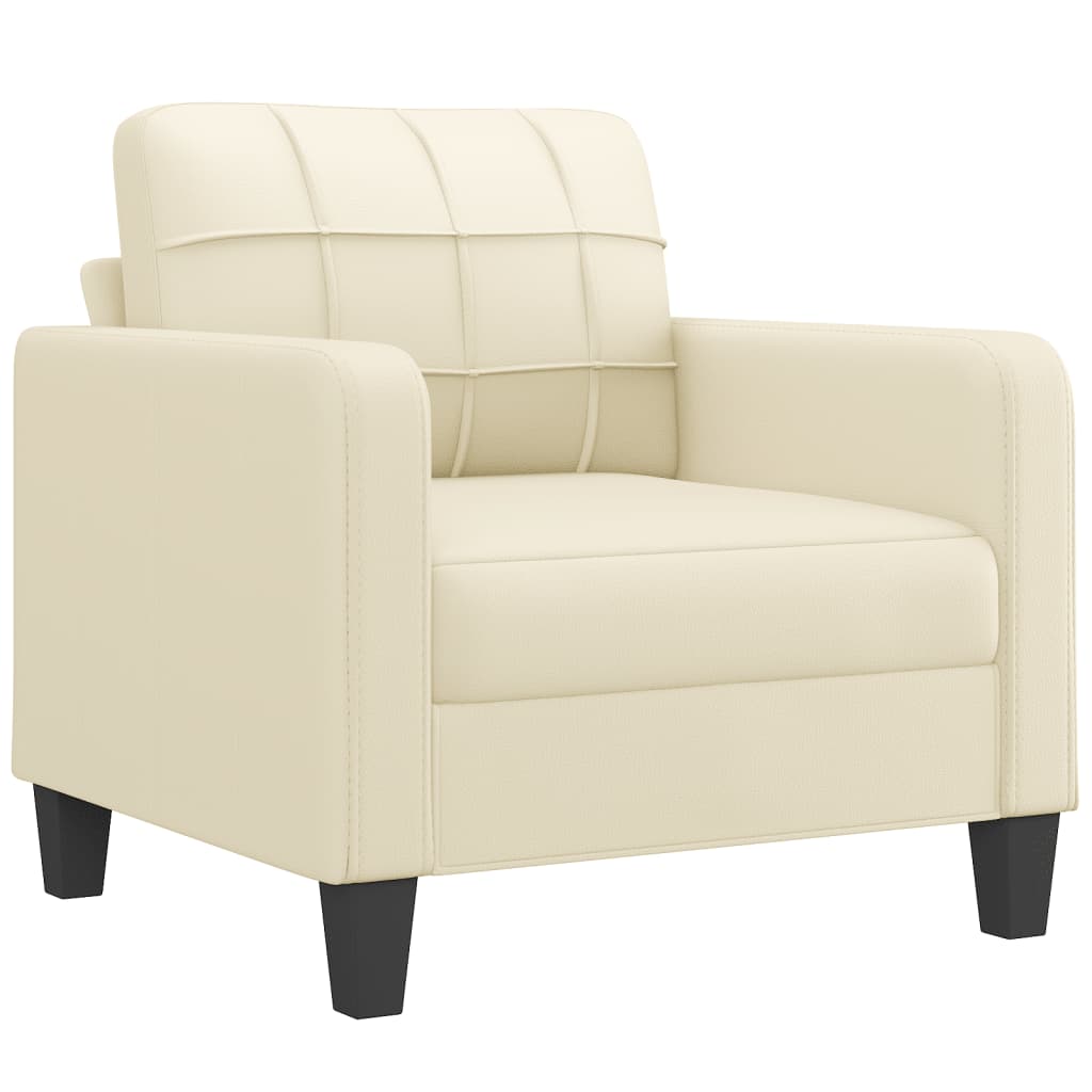 vidaXL 3-delige Loungeset met kussens kunstleer crèmekleurig afbeelding