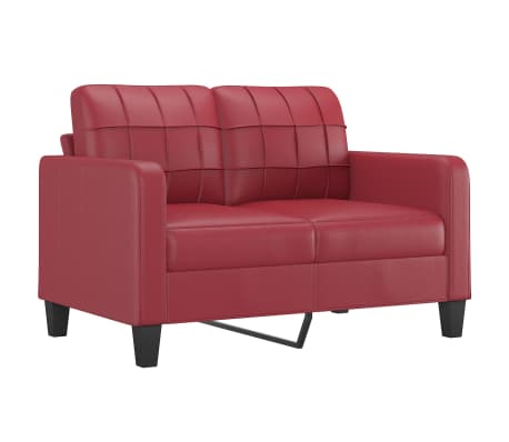 vidaXL Juego de sof&aacute;s con cojines 2 piezas cuero sint&eacute;tico rojo tinto