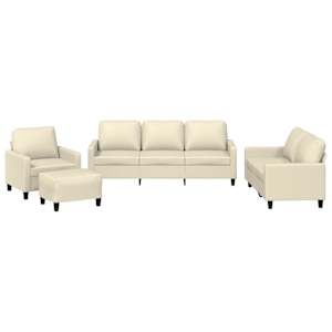 vidaXL 4-osaline diivanikomplekt patjadega, kreemjas, kunstnahk