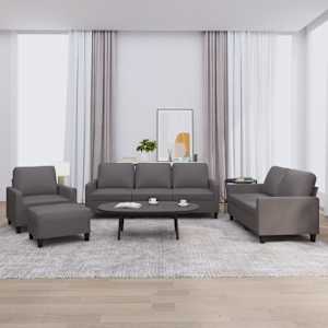 Sedežna garnitura 4-delna z blazinami sivo umetno usnje