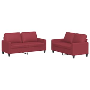 vidaXL 2-osaline diivanikomplekt patjadega, veinipunane, kunstnahk