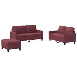 3dílná sedací souprava s poduškami vínová textil - obrázek 2