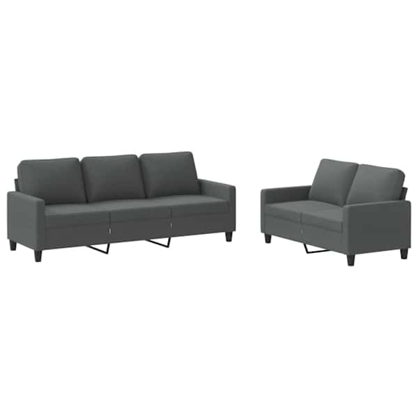 vidaXL 2-osaline diivanikomplekt patjadega, tumehall, kangas