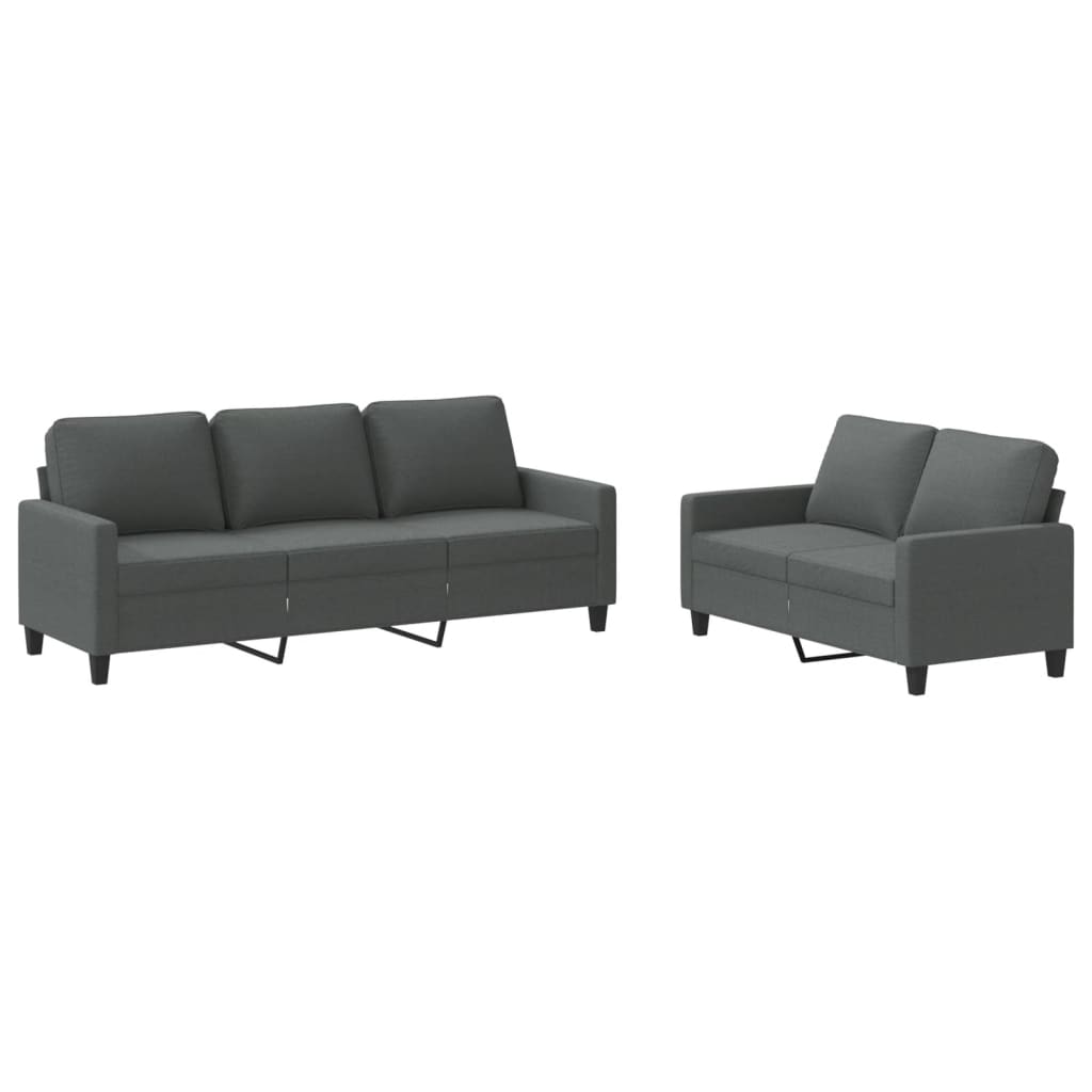 vidaXL 2-delige Loungeset met kussens stof donkergrijs