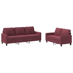 2dílná sedací souprava s poduškami vínová textil - obrázek 2